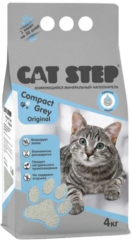 Наполнитель для туалета Cat Step Compact Gray Original 4 кг
