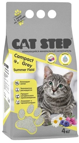 Наполнитель для туалета Cat Step Compact Gray Summer Field 4 кг
