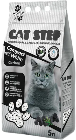 Наполнитель для туалета Cat Step Compact White Carbon 5 л