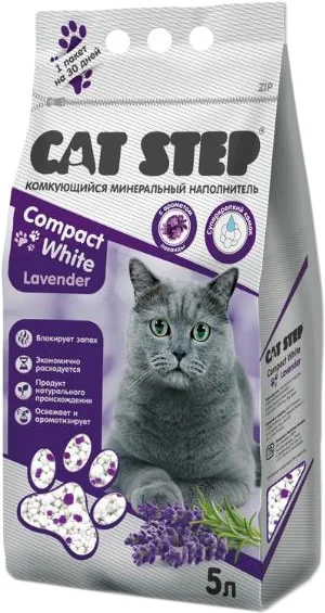 Наполнитель для туалета Cat Step Compact White Lavеnder 5 л