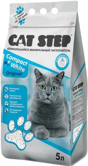 Наполнитель для туалета Cat Step Compact White Original 5 л