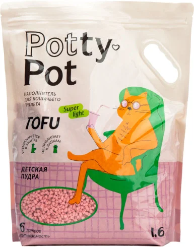 Наполнитель для туалета Potty-Pot Тофу натуральный Детская пудра 1.6 кг (6 л)