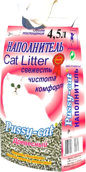 Наполнитель для туалета Pussy Cat древесный 4.5 л