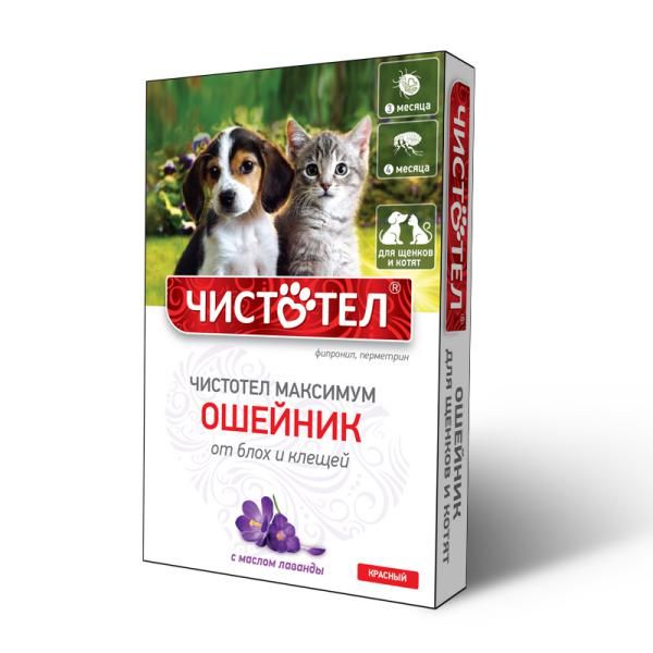 Ошейник для щенков и котят красный Чистотел Максимум Юниор