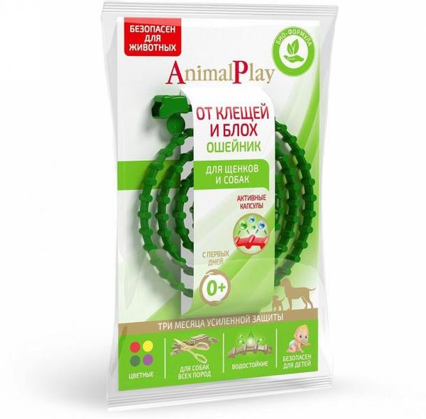 Ошейник для собак репеллентный зеленый Animal Play Sweet 75см