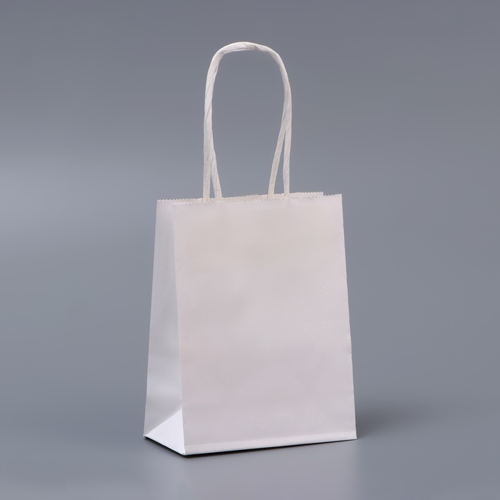 Пакет белый без печати, круглая ручка, крафт, 15×12×6 см, 120 г