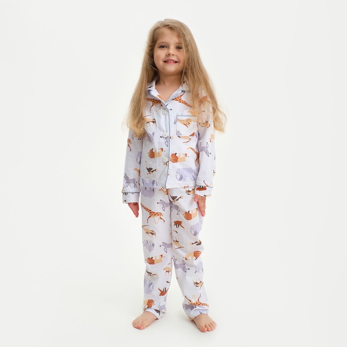 Пижама детская (рубашка и брюки) KAFTAN Animal, рост 98-104 см, белая