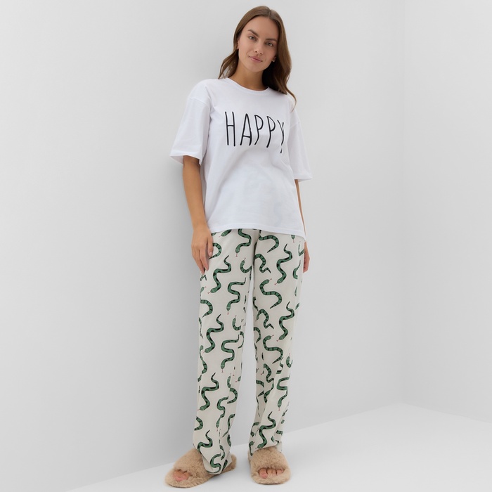 Пижама новогодняя женская: футболка и брюки, KAFTAN «Змеи» размер 40-42