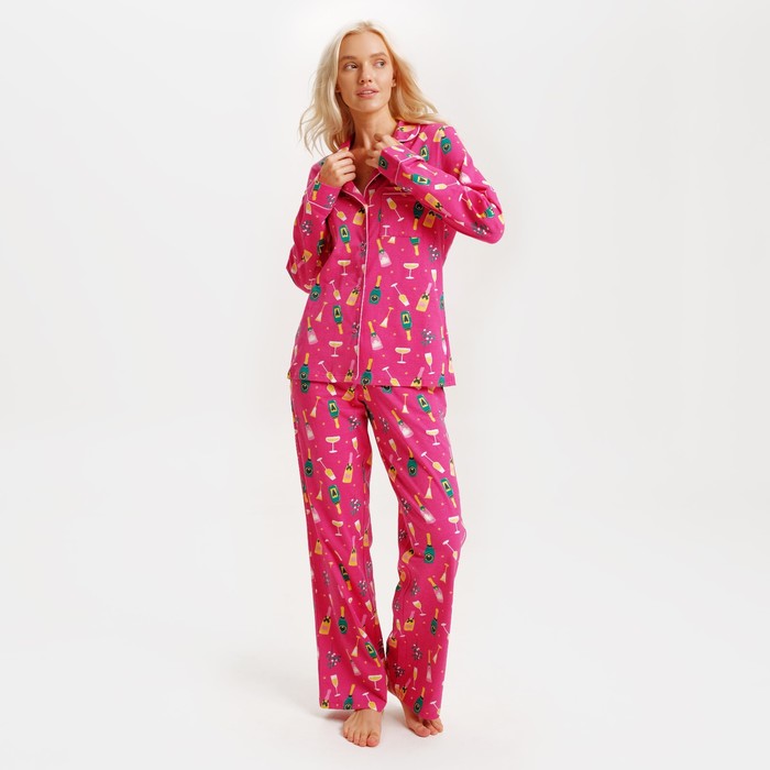 Пижама новогодняя женская: рубашка и брюки, KAFTAN «Шампанское», размер 40-42