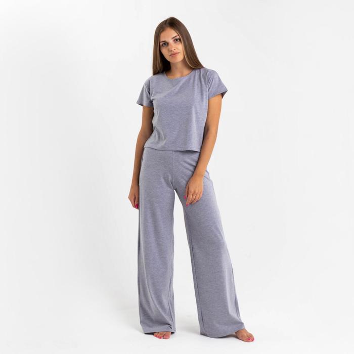 Пижама женская (футболка, брюки) KAFTAN Basic, размер 40-42, серая