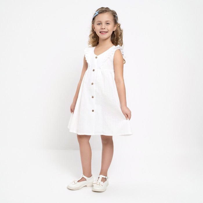 Платье без рукавов для девочки MINAKU: Cotton collection, белое, рост 98-104 см
