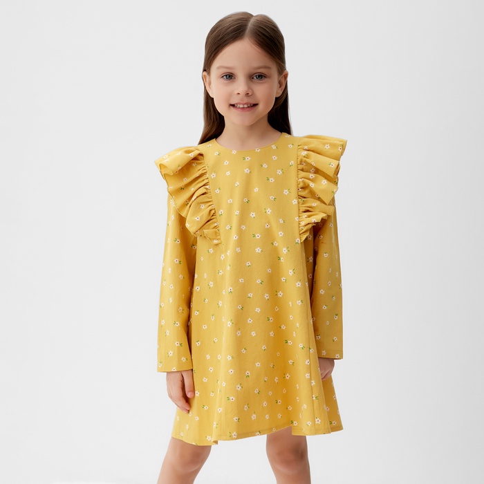 Платье детское с воланами KAFTAN, размер 30 (98-104 см), жёлтое