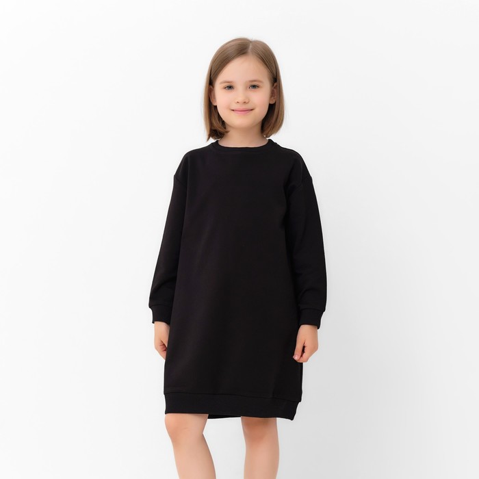 Платье для девочки чёрное прямое MINAKU: Casual Collection, рост 122 см