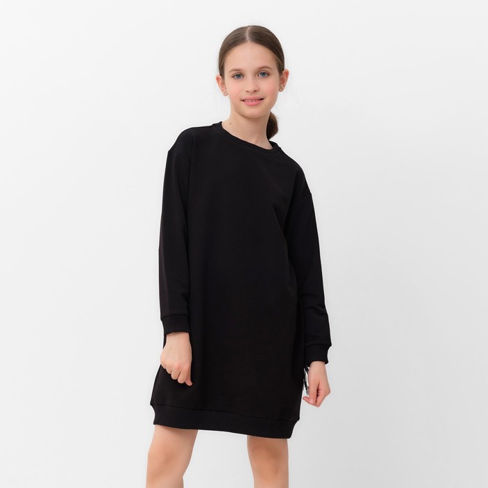 Платье для девочки чёрное прямое MINAKU: Casual Collection, рост 152 см