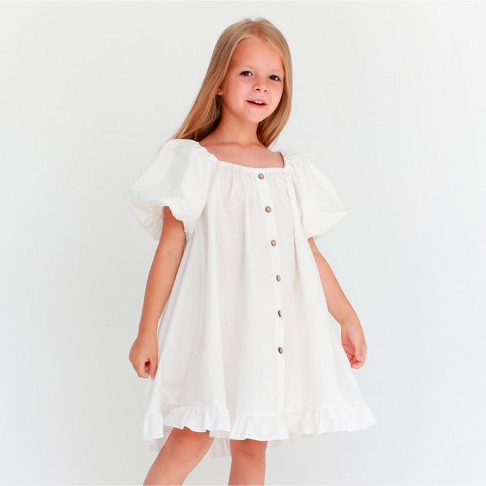 Платье для девочки KAFTAN: Cute, белое, размер 30 (98-104 см)
