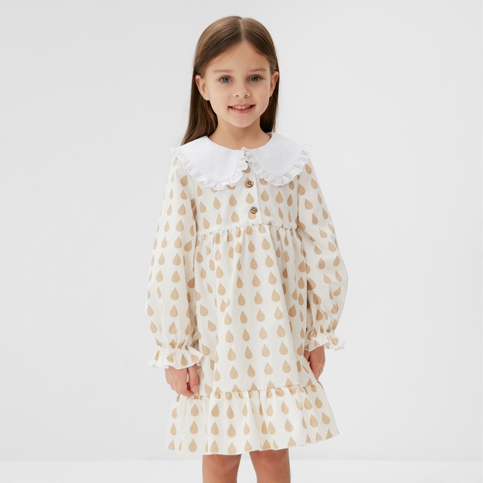 Платье для девочки KAFTAN «Капелька» с воротником, бежевое, рост 98-104 см