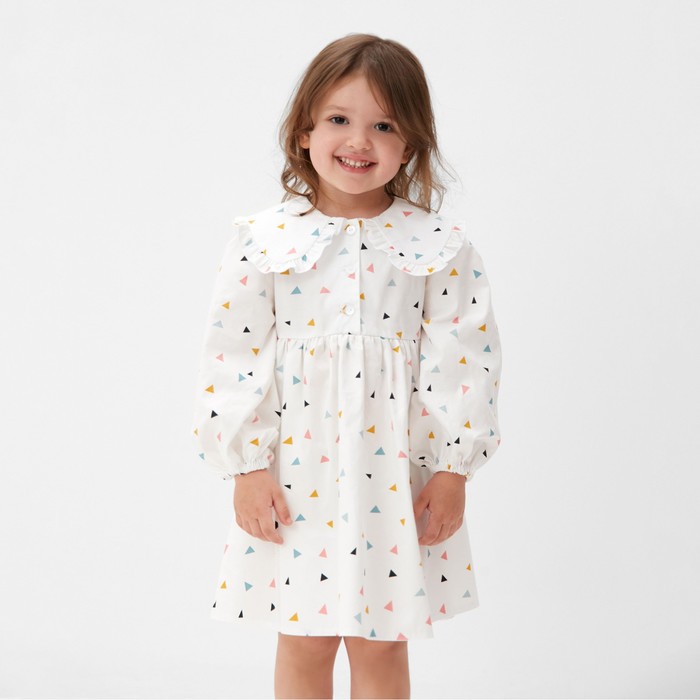 Платье для девочки KAFTAN с воротником, белое, рост 110-116 см
