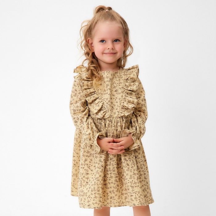 Платье для девочки MINAKU: Cotton collection, бежевое, рост 86-92 см