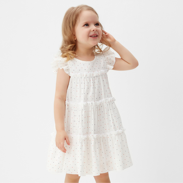 Платье для девочки MINAKU: Cotton collection в горошек, белое, рост 98-104 см