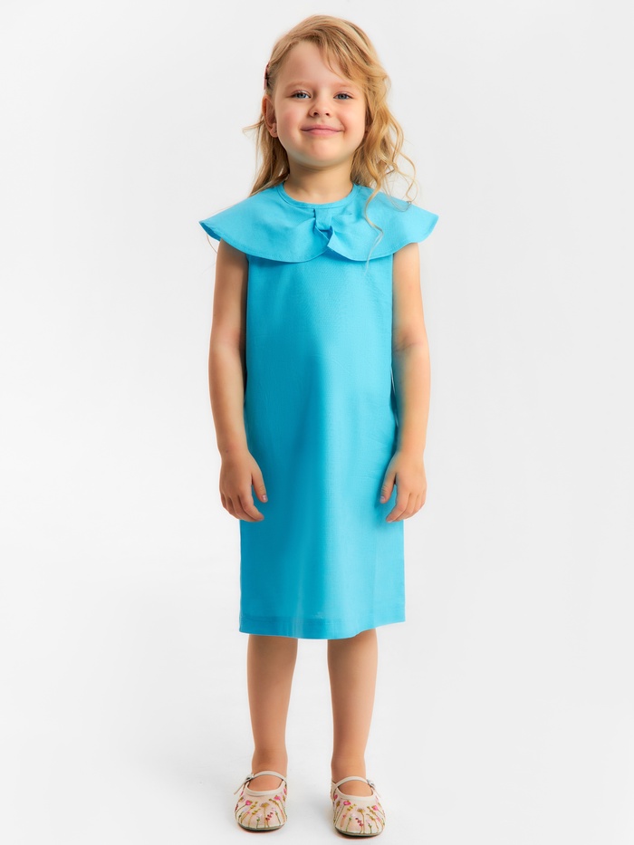 Платье для девочки, MINAKU: linen summer, голубое, рост 104 см