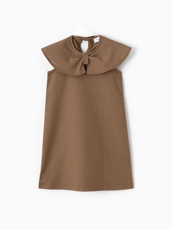 Платье для девочки, MINAKU: linen summer, коричневое, рост 116 см