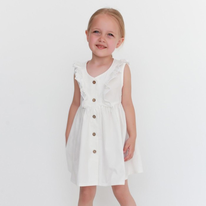 Платье для девочки на пуговицах KAFTAN: Summer cotton, белое, размер 36 (134-140 см)