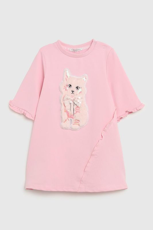 Платье хлопковое с аппликацией Choupette