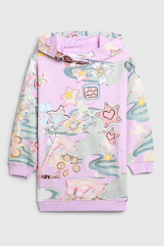 Платье хлопковое с капюшоном и принтом Desigual