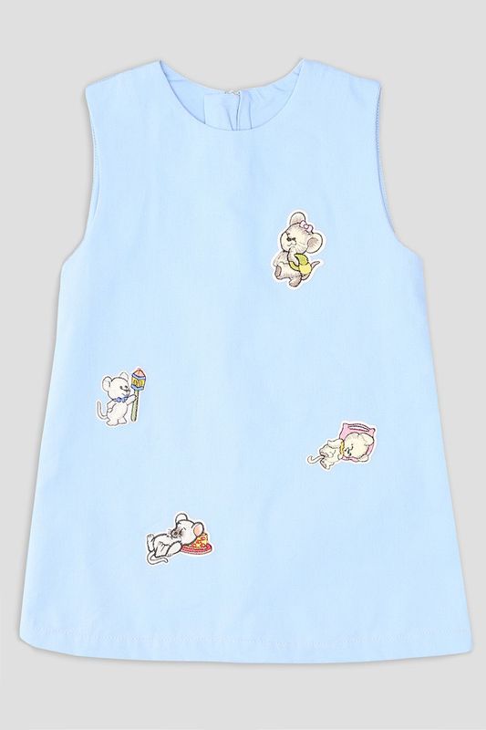 Платье из хлопка с аппликациями в виде мышек EVIKA KIDS