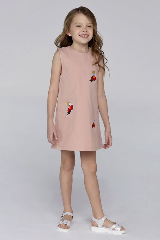 Платье из хлопка с фирменными аппликациями EVIKA KIDS