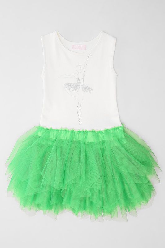 Платье из хлопкового трикотажа с воздушным тюлем EVIKA KIDS