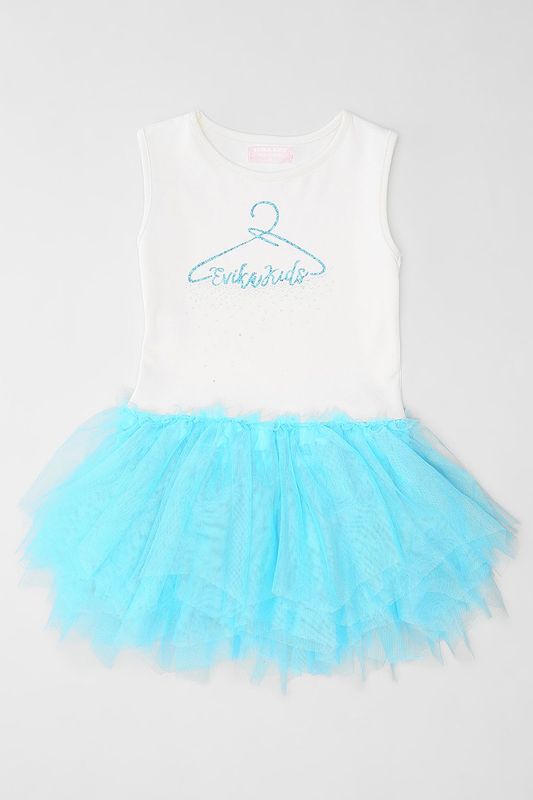 Платье из хлопкового трикотажа с воздушным тюлем EVIKA KIDS