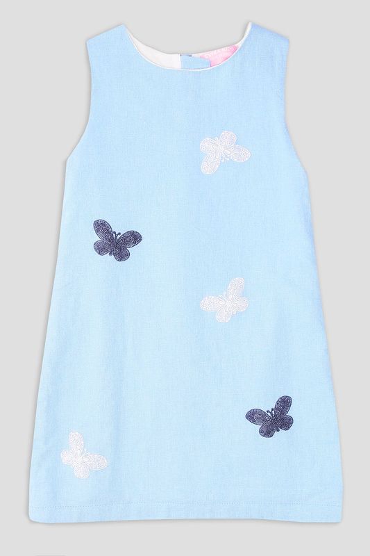 Платье из смеси льна и вискозы с аппликациями EVIKA KIDS