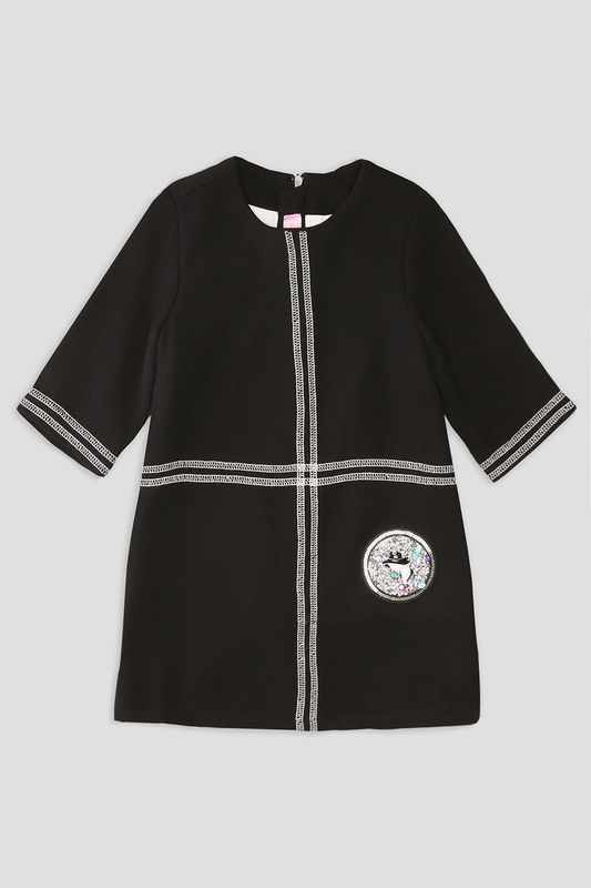 Платье из смеси вискозы и шерсти с аппликацией EVIKA KIDS