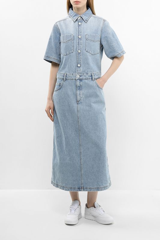 Платье-макси джинсовое с коротким рукавом и карманами Marc O'Polo Denim