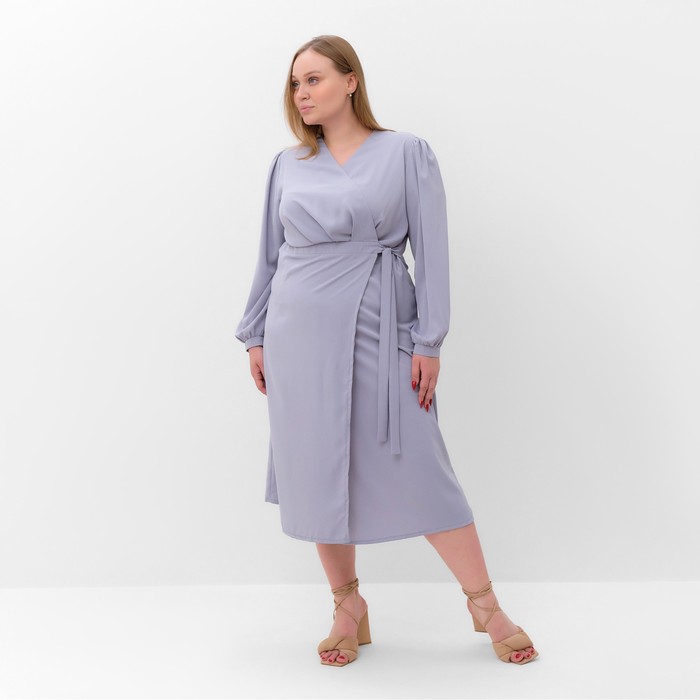 Платье миди женское MIST plus-size, размер 50, серо-голубое