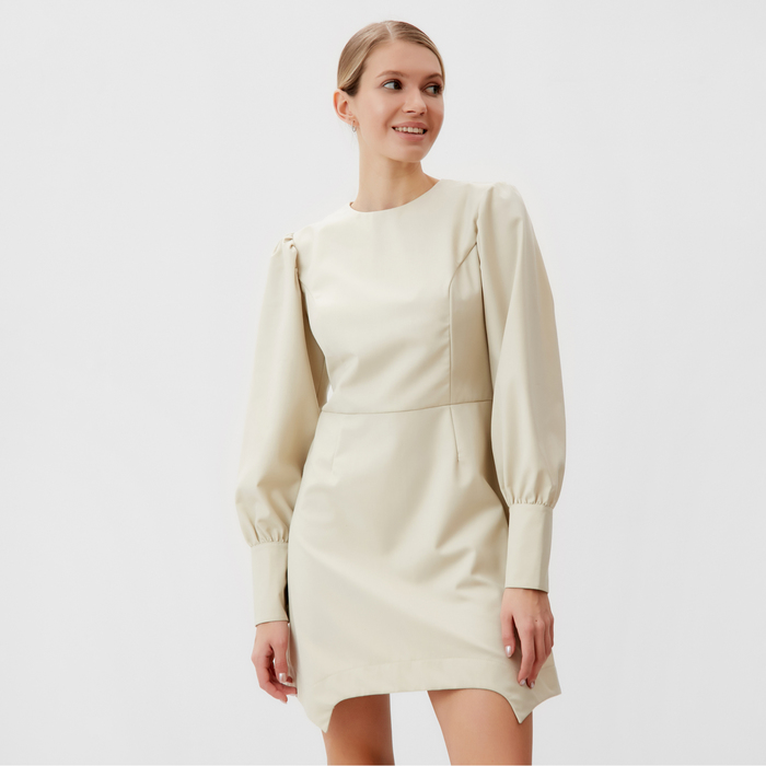 Платье мини женское MINAKU: Casual Collection, бежевое, размер 48