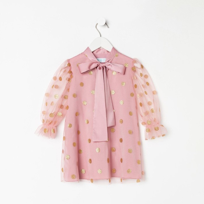 Платье нарядное для девочки KAFTAN в горошек, розовое, рост 110-116 см
