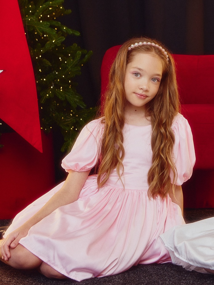 Платье нарядное для девочки MINAKU: PartyDress с подъюбником, розовое, рост 110 см