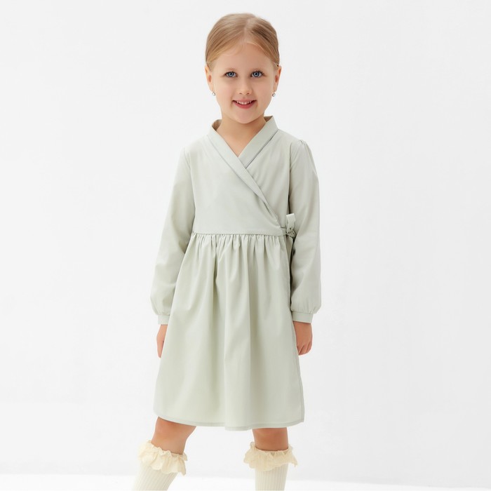Платье однотонное для девочки MINAKU: Cotton collection, цвет фисташковый, рост 98 см