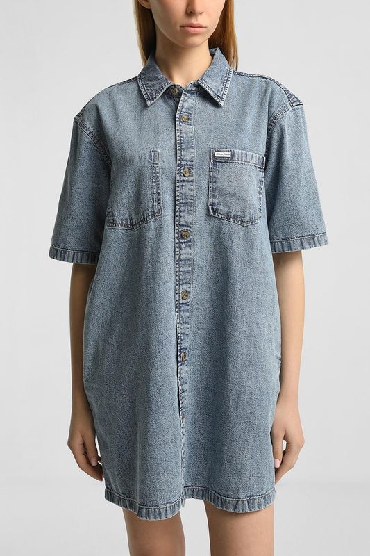 Платье-рубашка джинсовое с коротким рукавом Guess Jeans