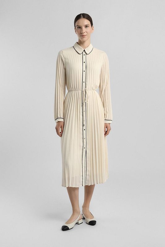 Платье-рубашка плиссированное с поясом Comma,