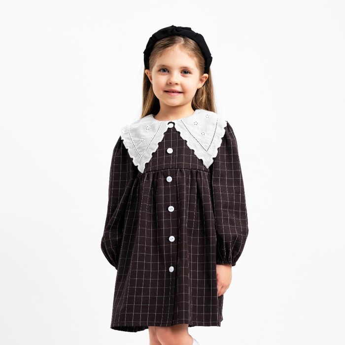 Платье школьное для девочки с воротником чёрное KAFTAN: School collection, размер 38 (146-152 см)