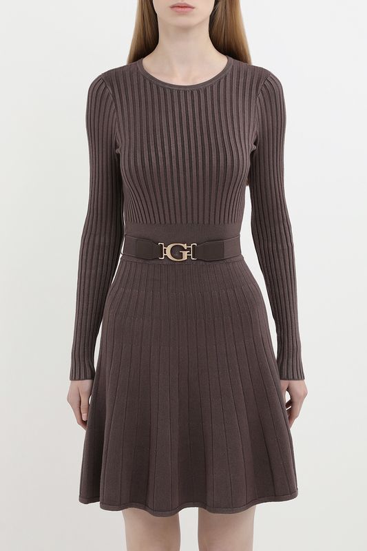 Платье трикотажное приталенное на поясе Guess