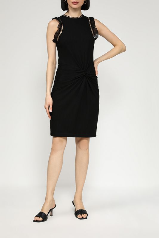 Платье трикотажное с кружевными рюшами и пайетками Guess