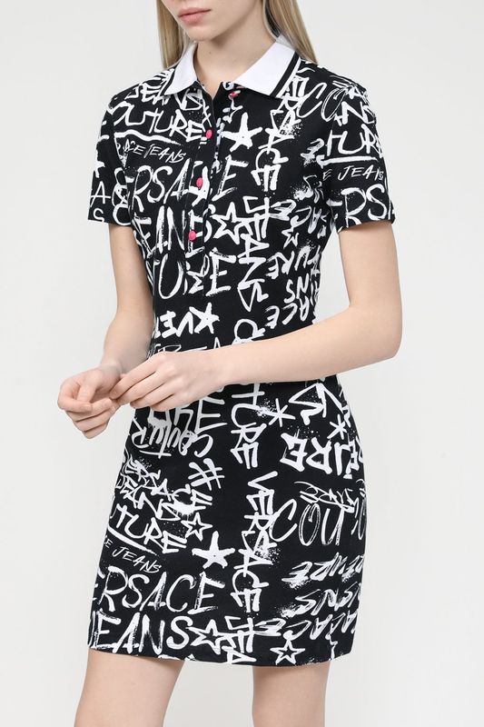 Платье трикотажное с принтом VERSACE JEANS COUTURE