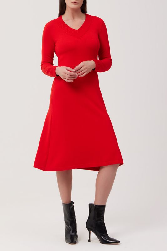 Платье трикотажное с v-вырезом ELEGANZZA