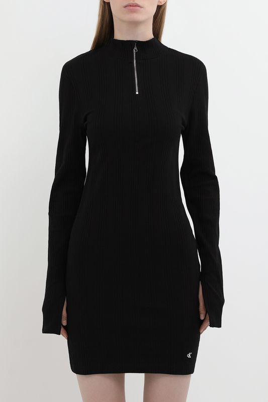 Платье трикотажное с воротником на молнии Calvin Klein Jeans
