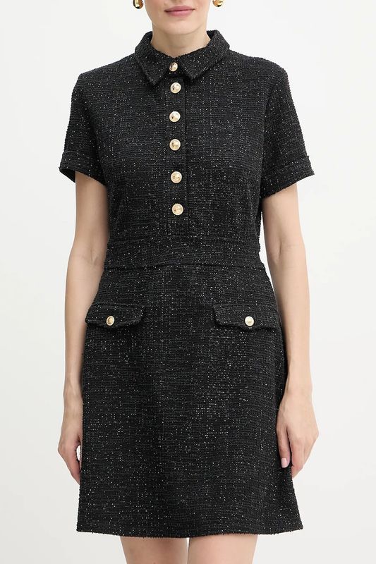 Платье твидовое с коротким рукавом и пуговицами Guess