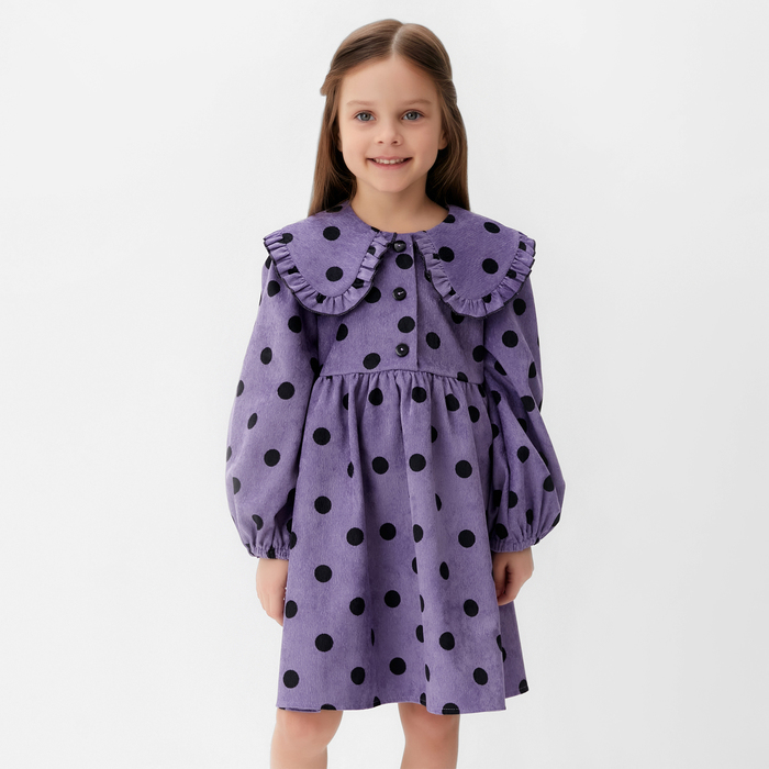 Платье вельветовое для девочки KAFTAN «Горошек», фиолетовое, рост 98-104 см